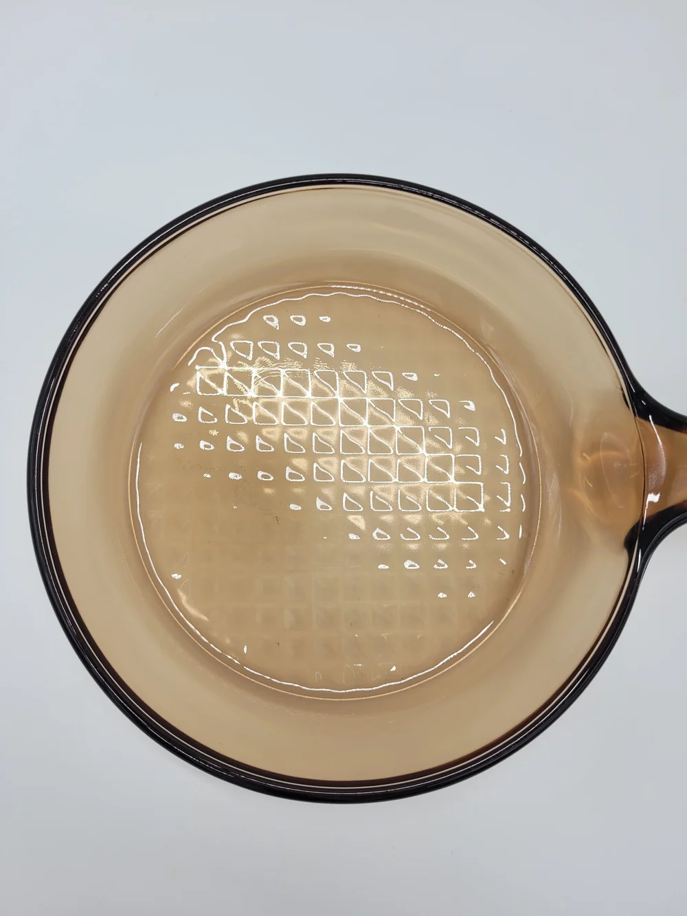 Corning Vision Amber Glass Skillet Pan Handle Vintage USA Made 7
